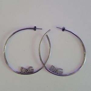 D&G authentic silver logo hoop earrings